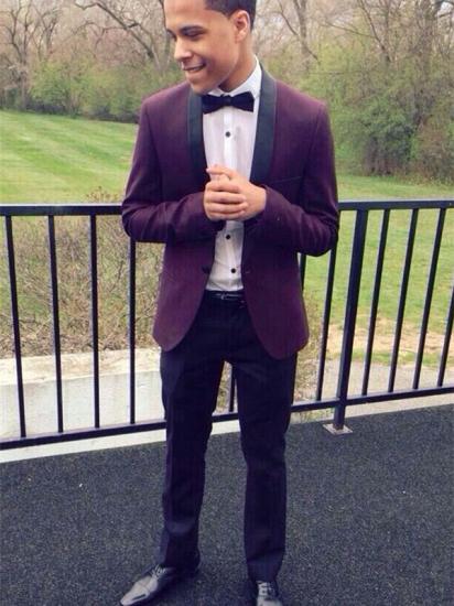 Stylish Purple Men Suits | Slim Fit Fit Prom Suit with Black Lapel_1