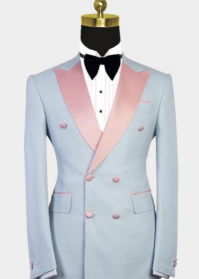 Colten Handsome Double Breasted Contrast Color Men Suit with Peaked Lapel_1