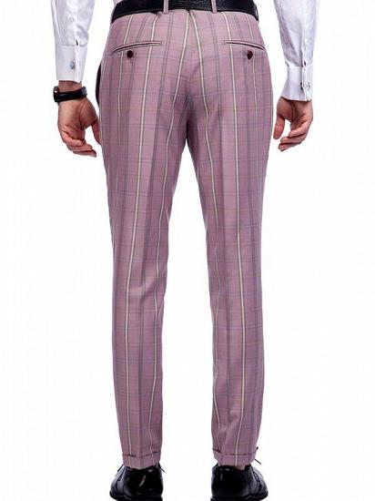 New Coming Plaid Pink Mens Suits with Flap Pocket_10