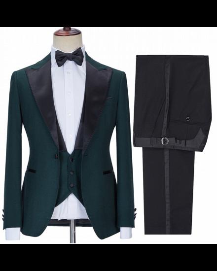 Three Pieces Fashion Slim Fit Bespoke Prom Men Suits with Black Lapel_3