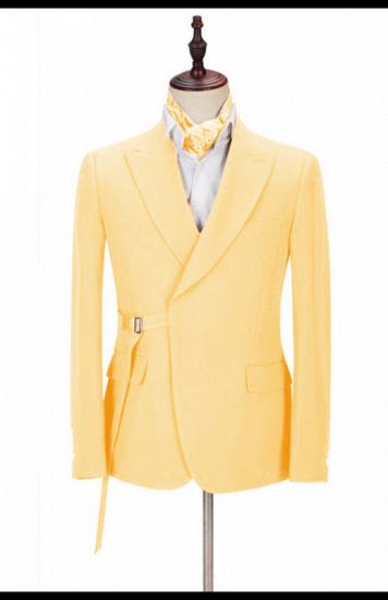 Julian Fashion Yellow Peaked Lapel Slim Fit Prom Men Suits_1