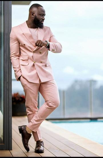Daniel Chic Double Breasted Peaked Lapel Pink Men Suits for Prom_1