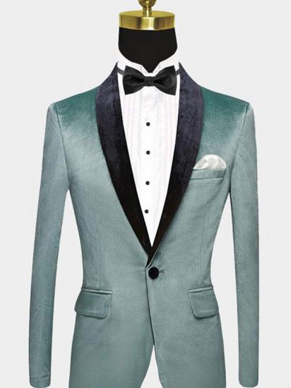Turquoise Velvet Tuxedo Jacket | Scott One Button Prom Blazer_1