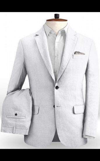 White Linen Beach Wedding Suits with Pants | Fashion Groom Wedding Tuxedos Man Blazers_2