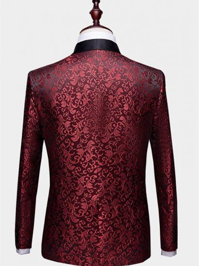 Burgundy Paisley Tuxedo Jacket | Glamorous Jacquard Blazer for Prom_2