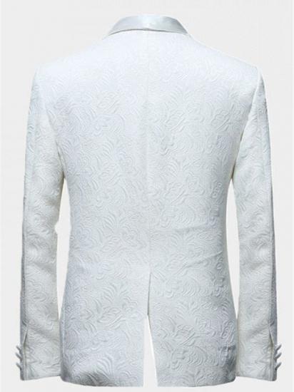 White Jacquard Wedding Men Suits | Elegant Two Piece Shawl Lapel Groom Suits_2