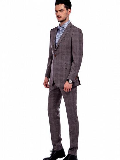 Stylish Grey Check Pattern Mens Suits | Flap Pocket Notch Lapel Suits for Formal_2