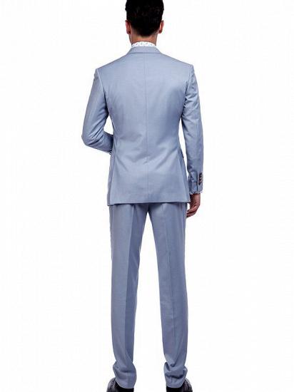 Solid Light Blue Mens Suits with Flap Pockets_3