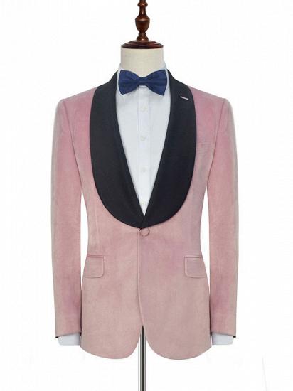 Stylish Pink Wedding Tuxedos | Black Silk Shawl Lapel Prom Suits for Men_2