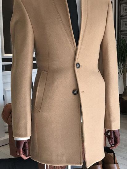 Cedric Light Brown Stand Collar Bespoke Winter Business Jacket