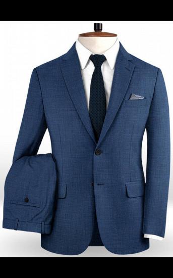 Navy Blue 2 Pieces Mens Suit with Notch Lapel | Business Tuxedos Wedding Groomsmen Outfit_2