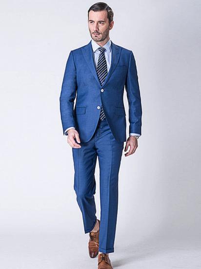 Stylish Peak Lapel to Measure Blue Mens Suits for All Seasons