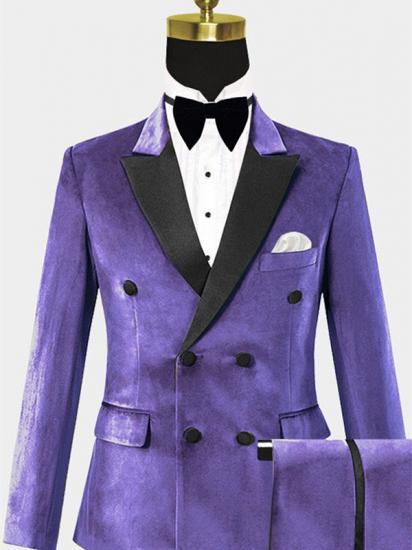 Purple Double Breasted Men Suits | Velvet Tuxedo with two Pieces Online