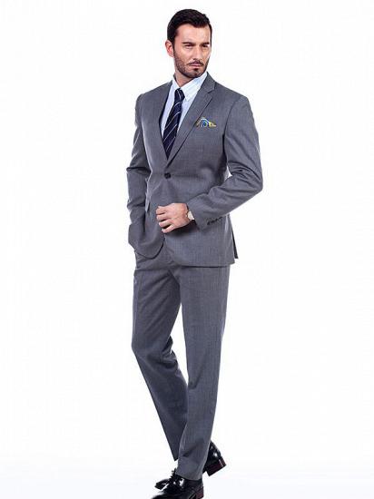 Notch Lapel Two Flap Pockets Classic Grey Mens Suits for Business_2