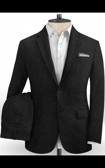 Slim Fit Black Linen Groom Tuxedos | Men Suits for Wedding Latest Desgins_2