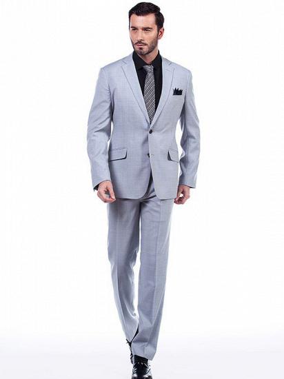 Affordable Notch Lapel Solid Light Grey Mens Suits Sale for Business