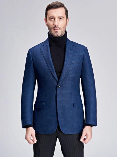 Blue Plaid New Blazer for Men Slim Fit Suit Jacket_1