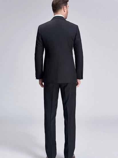 Popular Silk Peak Lapel Black Mens Suits for Wedding | One Button Stripes Wedding Tuxedo_4