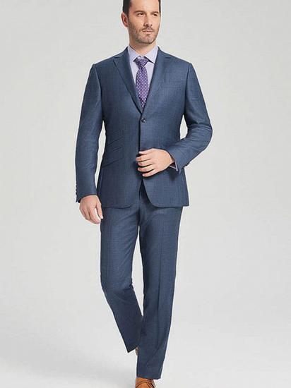 Three Flap Pockets Navy Blue Two Buttons Superior Mens Suits for Formal_1