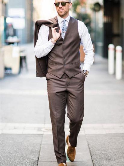 Handsome Brown Bespoke Mens Suits | Two Buttons Formal Business Suits_2
