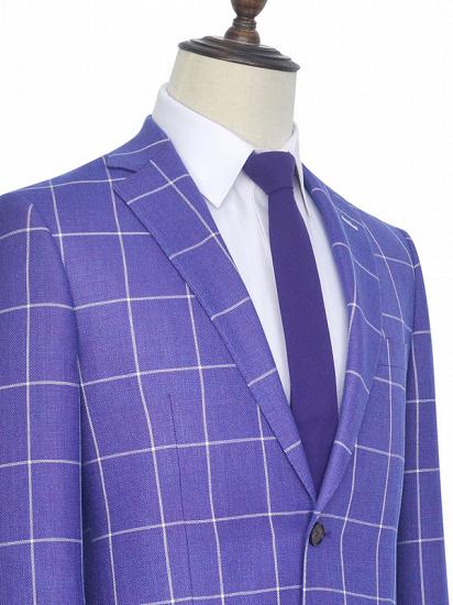 Check Pattern Patch Pocket Purple Mens Suits | Notch Lapel Formal Suits for Men_4
