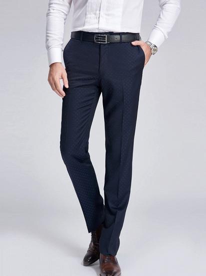 Stylish Blue Dots Dark Navy Suit Pants for Weddings_2
