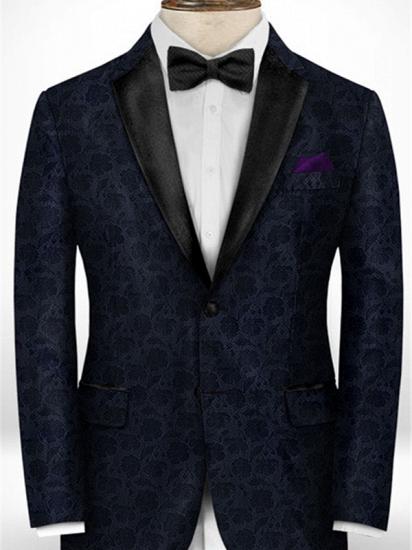 Black Jacquard Prom Men Suits | Fashion Slim Fit Tuxedo with Two Pieces
