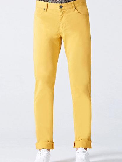 Daily Bright Yellow Small Cuff Anti-wrinkle Casual Mens Pants_1