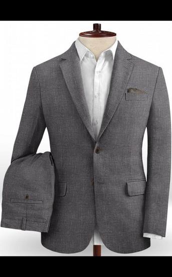 Moises Dark Gray Casual Linen Tuxedo | Slim Fit Simple Men Suits Blazer_2