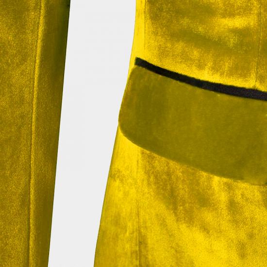 Yellow Velvet Tuxedo for Men | Three Pieces Slim Fit Prom Suits_4