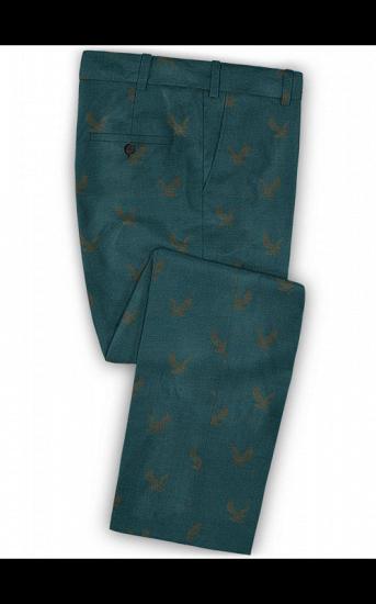 Dark Green Printed Prom Suits for Men | Fashion Two Pieces Blazer Tuxedo_3