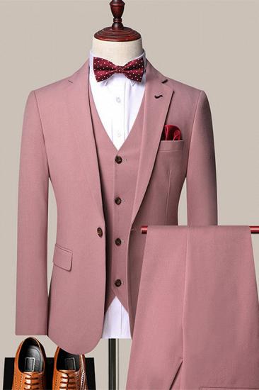 Donovan Pink One Button Notched Lapel Slim Fit Men Suits_1
