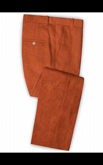 Summer Orange Linen Men Suits with 2 Pieces | Groom Wear Formal Party Prom Blazer Suit_3