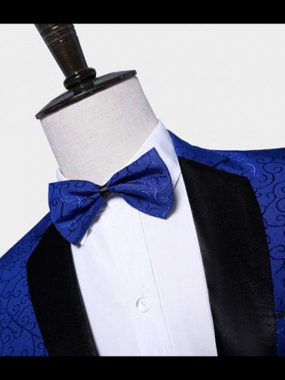 Royal Blue Jacquard Tuxedo Jacket | Stylish Slim Fit Blazer for Men_3
