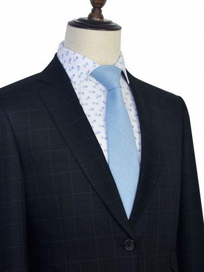 Black Check Pattern Classic Suits for Men | Notch Lapel Three Slant Pockets Business Suits_3
