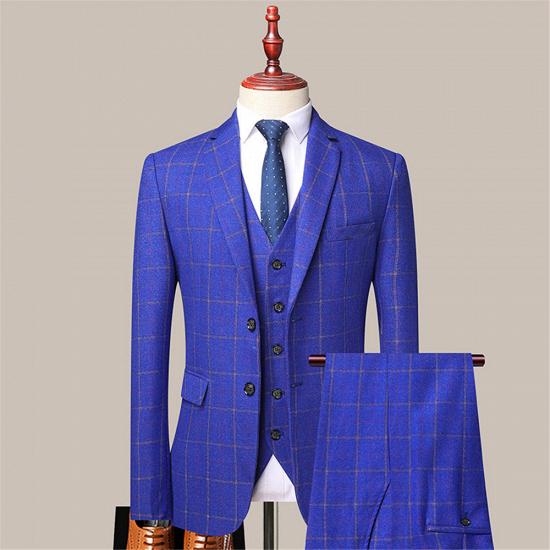 Reece Royal Blue Stylish Plaid Slim Fit Formal Men Suits_2
