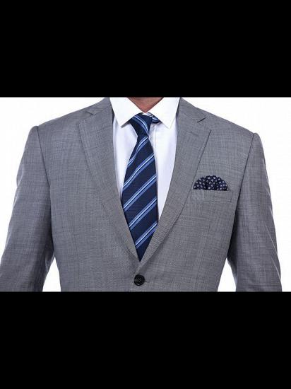 Newly Notch Lapel Two Flap Pockets Grey Slim Fit Mens Suits Online for Business_4