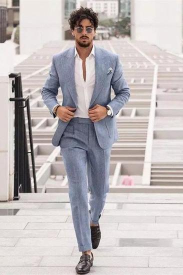 Xander Stylish Silver Peaked Lapel Slim Fit Men Suits Online_1
