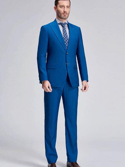 Bright Solid Blue Premium Mens Suits Sale | Peak Lapel Flap Pocket Suits for Men_2