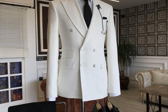 Javion White Double Breasted Slim Fit Stylish Men Suits_2