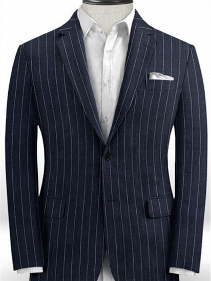 Marvin Dark Blue Linen Casual Tuxedo for Men | Striped Slim Fit Men Suits_1