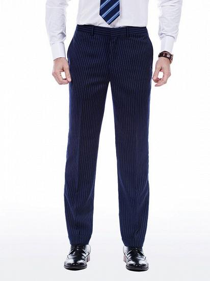 Noble Peak Lapel Dark Navy Mens Suits | Stripes Double Breasted Suits for Men_7
