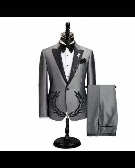 Shawn Gray Stylish Peaked Lapel Slim Fit Business Men Suits_2
