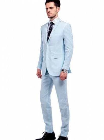 Newly Light Blue Mens Suits | Stripes Seersucker Leisure Suits for Men_2