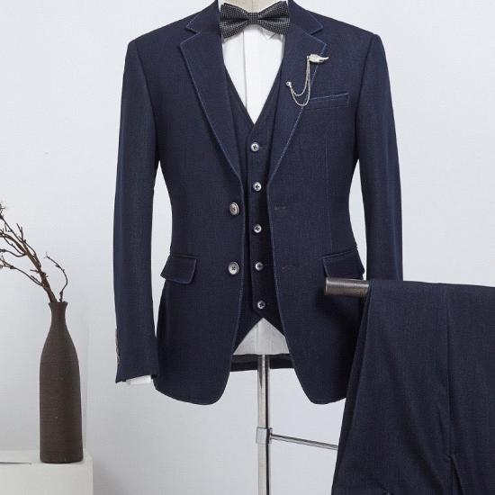 Barnett Hot Navy Blue 3 Pieces Slim Fit Bespoke Suit For Business_1