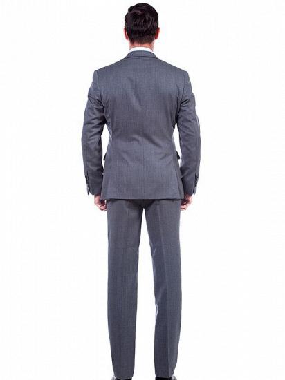 Notch Lapel Two Flap Pockets Classic Grey Mens Suits for Business_3