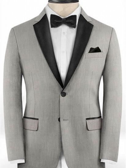 Silver Two Pieces Business Men Suits Online | Bespoke Prom Outfit Tuxedo_1
