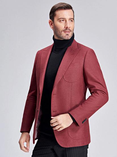 Stylish Red Peak Lapel Patch Pocket Slim Fit New Blazer Jacket for Men_3