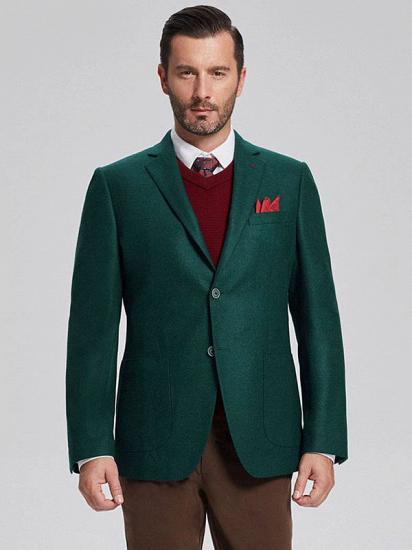 Classic Dark Green Patch Pocket Blazer Jacket for Men_1