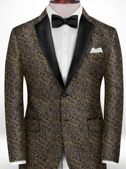Gold Jacquard Prom Outfits Tuxedo | Two Pieces Notch Lapel Men Suits for Prom_1